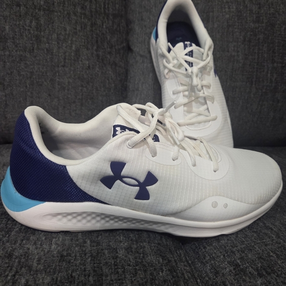 Under Armour White and Blue Men's Athletic Shoes - Picture 2 of 4